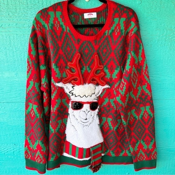 LLAMA UGLY CHRISTMAS SWEATER SIZE 2X - Picture 1 of 7